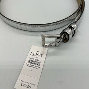 LOFT Silver Croc-Embossed Belt